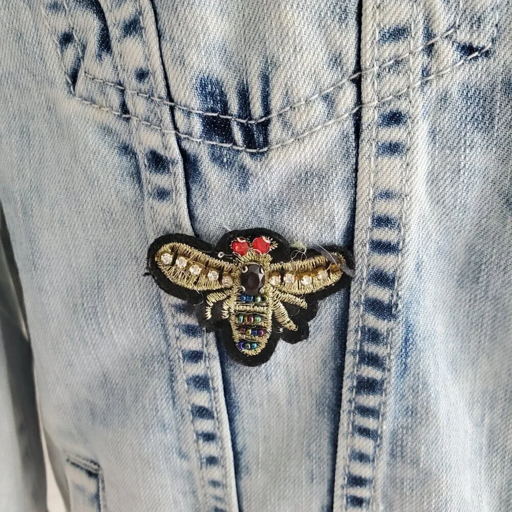 Jak & Rae Acid Wash Saks 5th Ave Very Rare Vintage Y2K Jean Jacket Patches S